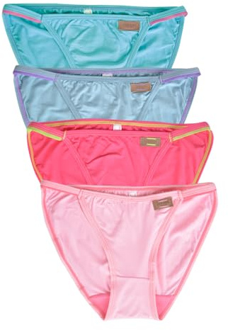 Buankoxy String Bikini Underwear for Women Stretchy Low Rise Hipster Panties Ladies Sexy Cheeky Underwear 4 Pack(Light Color,7)
