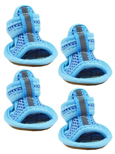 SEWOART 4 Stück Atmungsaktive Hundeschuhe Mesh Sandalen Mit Rutschfester Sohle Sommer Paw Protection Für Kleine Bis Mittelgroße Hunde Haustierbedarf