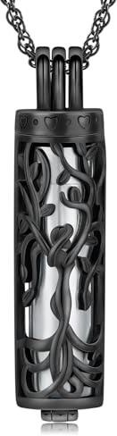 Minicremation Zylinder Urne Halskette für Asche Baum des Lebens Einäscherung Schmuck Hollow Zylinder Vial Anhänger Halskette Keepsake Memorial Schmuck für Männer Frauen