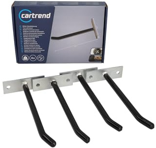 cartrend Reifen-Wandhalterung zum Aufbewahren von Reifen, Felgen und Rädern, hohe Tragkraft, mit Zubehör, Haken mit PVC-Ummantelung, Silber, 4 Stück