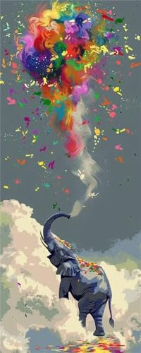 Malen Nach Zahlen Elefant Fantasie Malen Nach Zahlen Erwachsene Anfänger, DIY Set Ölgemälde Malen Nach Zahlen XXL, Acrylfarben Painting by Numbers Geschenk Wanddekoration 45x90cm (Ohne Rahmen)-YH379