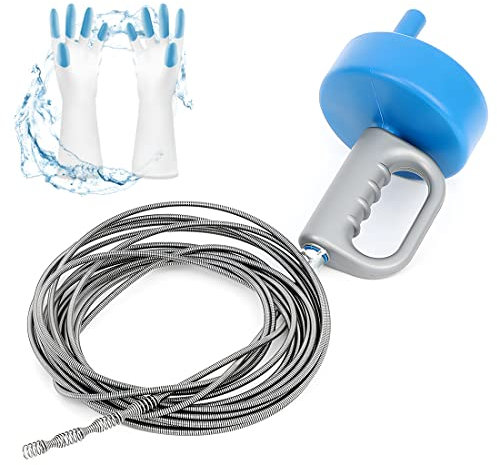 Spirale per la pulizia dei tubi 10M Sonda Sturatubi per Pulizia Guanti inclusi - Sonda Idraulica Stura Lavandini e Scarichi per Amanti del Fai da Te