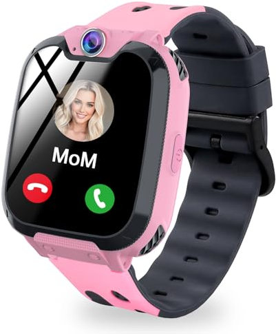 PTHTECHUS Orologio intelligente per bambini, orologio per ragazze e ragazzi con chiamata SOS fotocamera musica giochi sveglia torcia torcia per bambini 4-12 anni, 1 GB Micro SD incluso