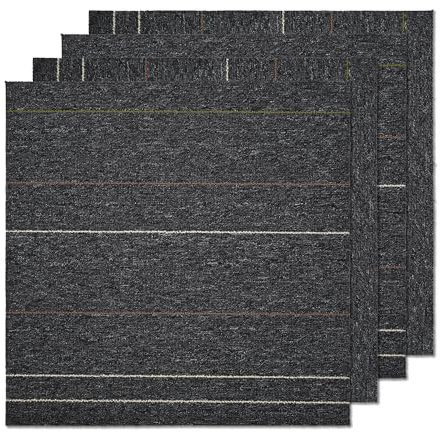 Nisorpa Carpet Tiles Heavy Duty 20 Pcs 5SQM Commercial Office Shop Floor Retail Flooring 50 x 50cm Hard Wearing Floor Tiles Non-Slip (Dark Grey, 5m2 Set)