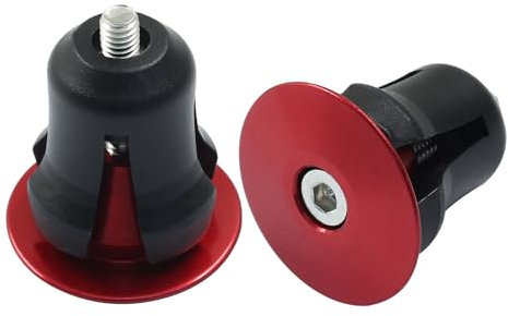 Hitefu Bike Handlebar Plugs with Wrench, Red Bicykle Bar End Caps for Road Bike, MTB, BMX (1 Pair)
