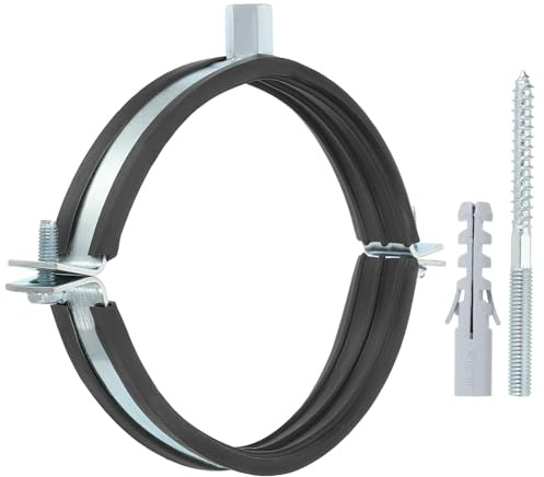PATIKIL 4.8-5/123-128mm Split Ring Pipe Hanger, Heavy Duty Adjustable Pipe Bracket Clamp Galvanized Iron Wall Ceiling Mount Pipe Strap Support with Screws & Expansion Tube, Black