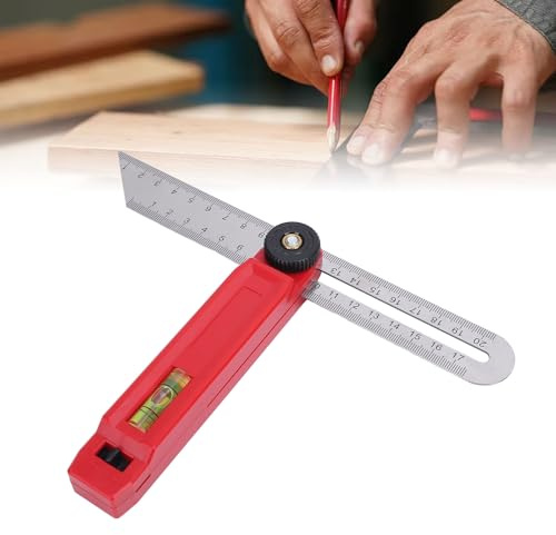 Adjustable T Bevel Carpenters Angle Finder with Level Bubble & Design, Sided Metric and Imperial Scale Wood Protractor Tool for Accurate Angles