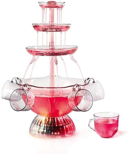 GXLDIANPU Champagne Fountain Machine, 3-Tier Electric Fountain Drink Machine With LED Base, Holds 1.5 Gallons Of Beverage, Five 6-ounce Decorative Cups for Wedding, Party - Best for Celebrations