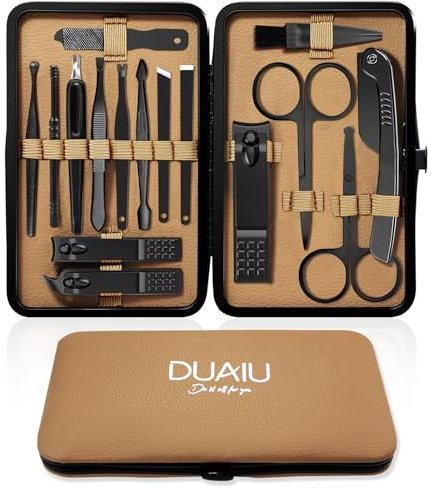 DUAIU Maniküre Set Damen 16-Teiliges Professionelles Nagelknipser Maniküre Pediküre Set für Männer Mit Reiseetui Edelstahl-Nagelset