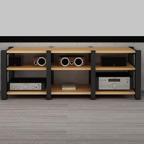 CUXAHO Mobile HiFi Mobile Giradischi Rack HiFi Angolare, Mobile TV Scaffale Portaoggetti,Alto Moderno Mobili per Hi Fi Vinili Stereo AV Media(Yellow,3 Tier)