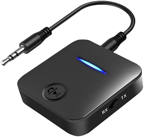 Ziyan 2 i 1 Bluetooth 5.0-mottagare sändare, 3,5 mm Aux Jack Stereo handsfree-musik trådlös adapter med mikrofon för bil PC TV-hörlurar
