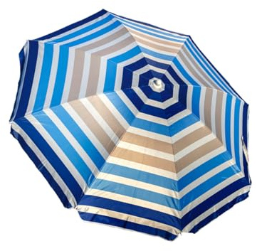 SUN & SURF Sombrilla de Playa Premium con Ventilación 180 cm Mástil Inclinable Punta Twister y Junta de Doble Seguridad UPF 50+ UV