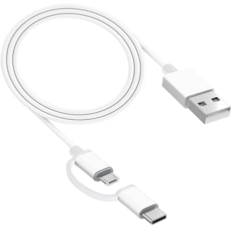 Micro USB Charging Cable, Kindle Charging Cable – 2-in-1 Micro USB and Type-C Charging Cable – Compatible with Kindle Paperwhite, Fire Tablet, Fire TV, Android and Galaxy Devices – for UK Kindle E-Rea