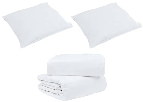 vidaXL Ensemble de Duvet avec Oreiller 3 pcs Blanc Plume de Canard, Ensemble de Couette élégant, déco Chambre Minimaliste, literie Moderne, Couette Douillette en Microfibre Douce