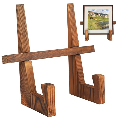 BOJIUKEJI Wood Plate Stand for Display, 8.9 Inch Wooden Plate Holders Display Stands, Wooden Picture Frame Holders Easels, for Decorative Photo Platters Albums Vinyl Records