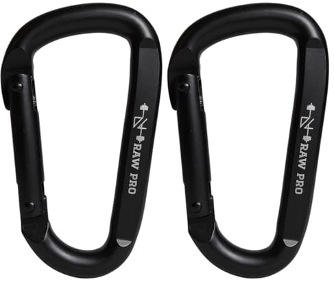 DanRaw Pro Heavy-Duty Black Carabiner Clips (2-Pack or 4-Pack) – Gym Accessory for Resistance Bands, Cable Machines, Weight Training & Gear Attachment – Durable, Design for Fitness & Home Workouts