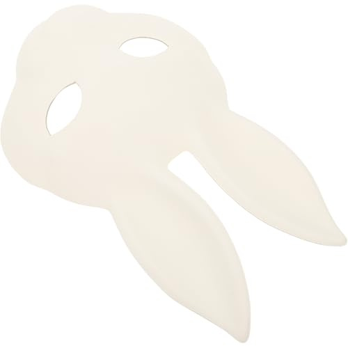 JOINPAYA Hasenmaske Halloween Cosplay Maske aus PU mit Weichem Innenfutter Weiße Tiermaske für Maskenball Karneval Kostüm Accessoire für Erwachsene