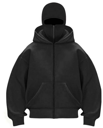 Pasamontañas Liso de Manga Larga con Capucha para niños y niñas - Suéter Informal Extragrande con cubrebocas con Cremallera - Forro Polar - Cálido - Chaqueta Informal de Invierno