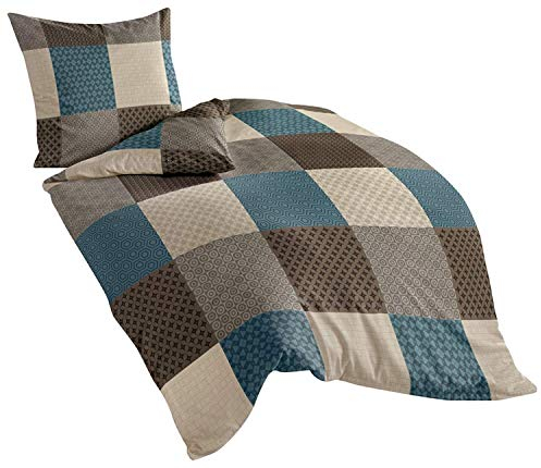 Bierbaum Bettwäsche 6277, Fein-Biber, 100% Baumwolle, Designed in Germany, mokka 04, 135x200 + 80x80 cm