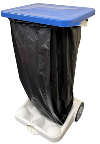 Chabrias Ltd 120L Wheeled Pedal Sack Holder Bin, Blue Paper Recycling | Blue Paper Recycling lid, 120L capacity, hands-free pedal, two wheels, reinforced frame, H93.5 x W56 x D52cm