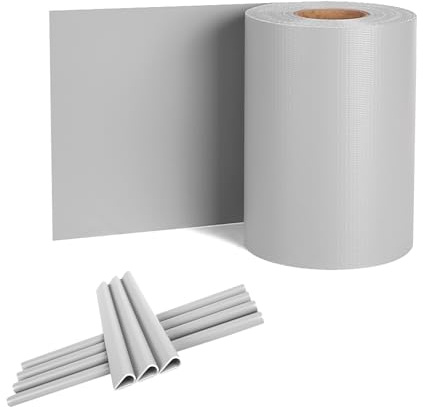 Froadp Sichtschutzstreifen PVC Doppelstabmatten Sichtschutzfolie mit Befestigungsclipse Sichtschutz Stabmattenzaun Windschutz Blickdicht Zaun für Gartenzaun Balkon(65m x 19cm, Grau)