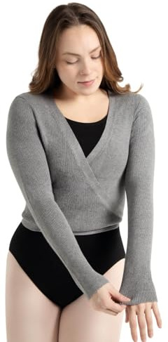 Capezio Damen Ribbed Knit Wrap Sweater Pullover