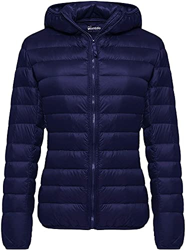 Wantdo Giacca Piumino Trapuntato Caldo Giubbotto Imbottito Invernale Piumino da Montagna Isolante Piumino Leggero Ripiegabile Donna Marina XL