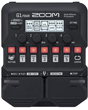 ZOOM G1 FOUR Gitarren-Multieffekt-Pedal mit Looper, Drum-Computer & Amp-Simulation – Ideal für Bühne & Studio