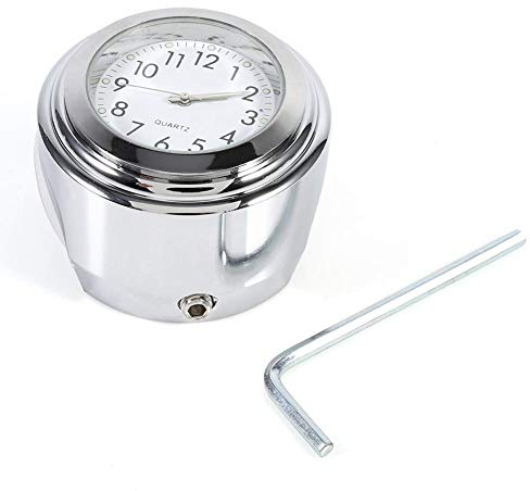 Motorrad Lenkerhalterung Uhr Überzug Shell weiße Aluminiumlegierung Griff Motorraduhr Wasserdichtes Zifferblatt Nachtleuchtend und 1 Lenkerhalterung