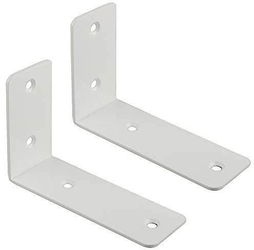 Escuadras para Estanterias, SAYAYO Escuadras Metalicas Blanco Soporte Estanteria Pared, 2 Pieza Acero Inoxidable Soporte de Esquina 90 Grados 125 mm * 85 mm, EJW2100W-2P
