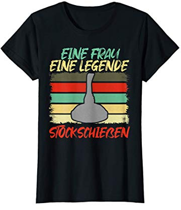 Damen Retro Eisstock Stocksport Stockschützin Spruch T-Shirt