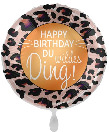 1 Folienballon Geburtstag Happy Birthday Du wildes Ding rund bunt ca 43 cm ungefüllt Ballongas geeignet