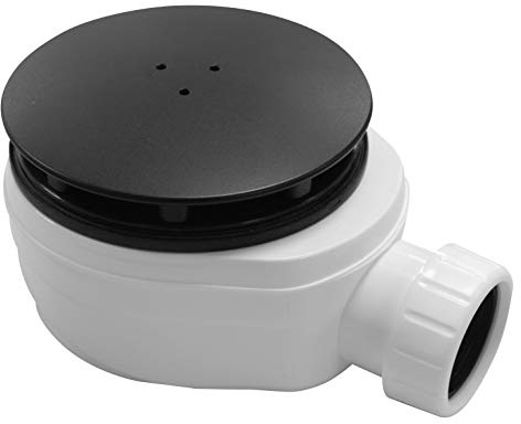 Sellon24® Ablaufgarnitur schwarze Abdeckung für Duschtasse Schwarz Black Stein-Effekt Duschwanne Black Stone DIN 51097 A