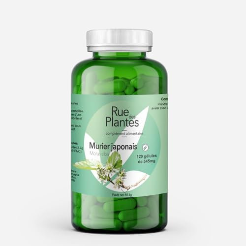 Murier Japonais 120 Gélules – Feuilles de Morus Alba – Soutient le Métabolisme des Sucres, Aide au Confort Digestif et au Stress Oxydatif | Conditionnée en France, RUE DES PLANTES