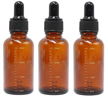 3 Piezas 30ml 1oz Botellas cuentagotas graduadas de Vidrio ámbar Recargables Botellas de Aceite Esencial Envases cosméticos Perfumes Botellas cuentagotas con gotero de pipeta de Vidrio