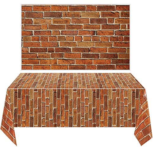 Chuangdi 2Pcs 4.5 x 9ft Brick Stone Backdrop Wallpaper Tablecloth