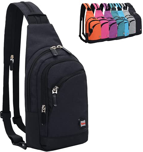Peicees Kleine Schultertasche für Damen und Herren, umwandelbarer Crossbody-Rucksack, Schultertasche, Brusttasche, Tagesrucksack mit Reißverschluss zum Wandern, Schwarz, Einheitsgröße, Umwandelbar