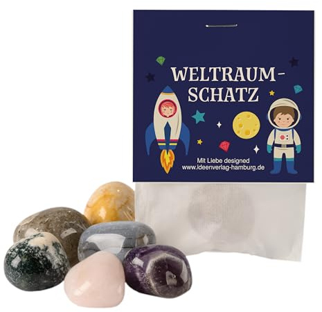 Ideenverlag HAMBURG 10x Weltraum Glückssteine für Kinder / Glücksbringer Stein Weltraum Schatz als Mitgebsel Kindergeburtstag / Glücksbringer / Weltraum Geburtstag Mitgebsel Astronauten
