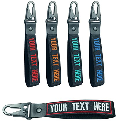 Brillina Wrist Lanyard Keychain, Custom Text and Phone Number Nylon Keychain, Wristlet keychain for Key Car belt wallet backpack, Black, 20cmx2.54cm