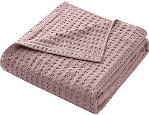 Hayisugal Tagesdecke 100% Baumwolle Waffelpique Kuscheldecke Flauschige Wohndecke Soft Sommerdecke Waffeloptik Luftige Baumwolldecke als Bett Überwurf, Sofa Couch Decke, Rosa, 150 x 200cm