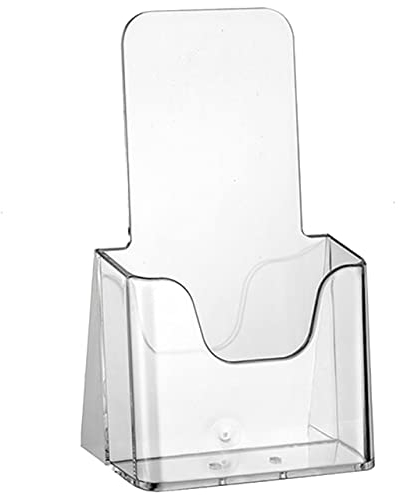 ogoPLUS Aufsteller (10 Stück), Hochformat, Auswahl an DIN lang, transparenter Prospektständer/Flyerständer/Prospekthalter/Prospektbox, glasklar, leichte Neigung für optimales Blickfeld