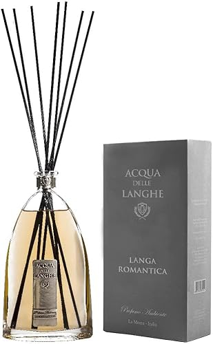 Acqua delle Langhe - Raumduft Diffusor Langa Romantica - 500 ML - Aromadiffusor mit Rattanstäbchen - Hergestellt in Italien