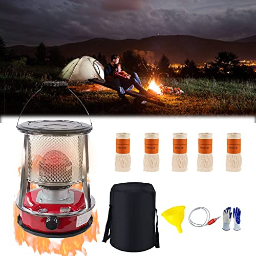 Suwooy Petroleumofen Für Innenräume,Petroleumheizung,4.6l/6l Tragbarer Petroleumkocher,Outdoor Camping Terrasse Zelt Wandern Ohne Strom Petroleum Ofen,Mit Aufbewahrungstasche Und 5 Dochten,4.6L-Red