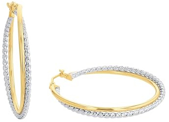 Amor Creolen Damen Ohrschmuck, 3,6 cm, Bicolor, Kommt in Schmuck Geschenk Box, 2013606