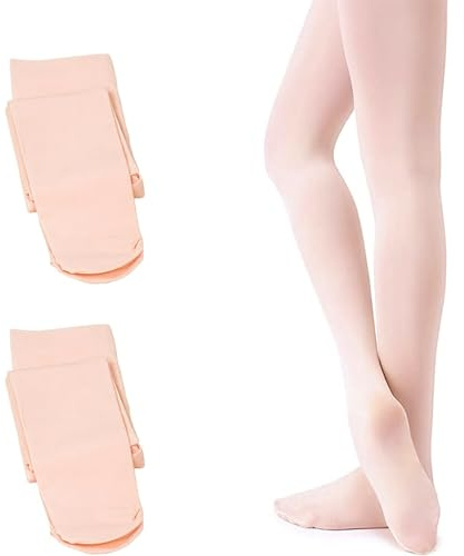ONTYZZ Medias de Ballet Sin Costura para Niñas y Damas Danza Medias Pantys Estirar 90 Den Utilizado para la Clase de Danza o Espectáculos 2 Pares/L