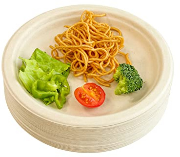 DHAIQC 60 Stück Kompostierbare Pappteller 15,2cm, Einwegteller Strapazierfähiger Natürliche Bagasse Teller, Partyteller Einweggeschirr aus Zuckerrohrschnitzel Biologisch Abbaubarer