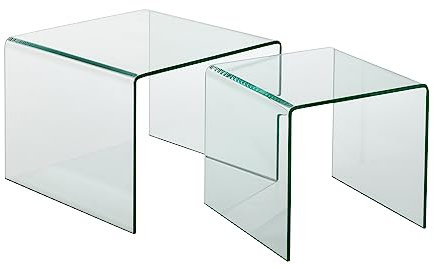 J-Line Ausziehtisch – Glas – transparent – 2 Stück