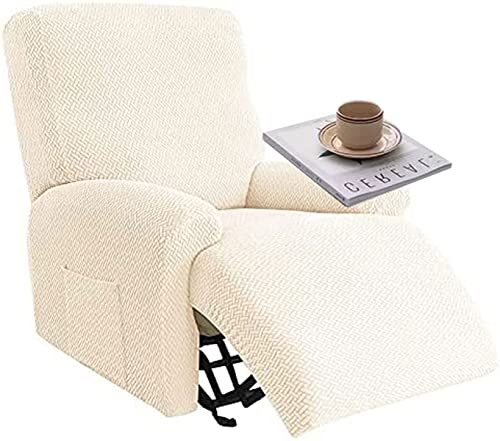 Sesselschoner für Relaxsessel 4-Teilig Alleine Waschen mit Seitentasche,Fernsehsessel Bezug Separat Gereinigt Stretch Husse Relaxsessel Sesselbezug Stretch,Elasthan ( Color : #29 , Size : 1 Sitzer )