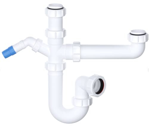 Bowl & Half Kitchen Sink Waste Trap Standard Kit Set - 40mm Standard Waste Pipe Connection