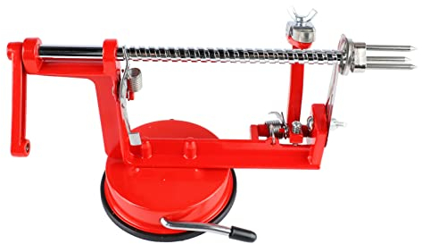 Potato Peeler Corer Spiral Cutter Tool, 304 Blade Hand Operated Household Artifact Multi Function Manual Peeler for Kitchen Restaurant Big Red